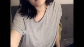 Curvy big tits asian teen pussy dildoing solo on cam