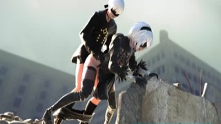 This Anime 2B Likes a Huge Long Dick